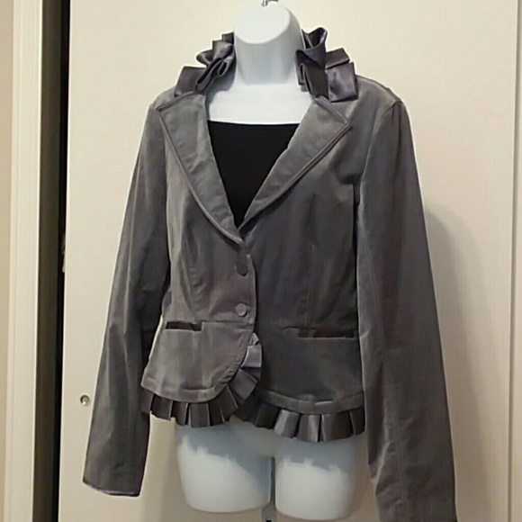 White House Black Market Jackets & Blazers - NWT, WHBM Silver Velvety Blazer